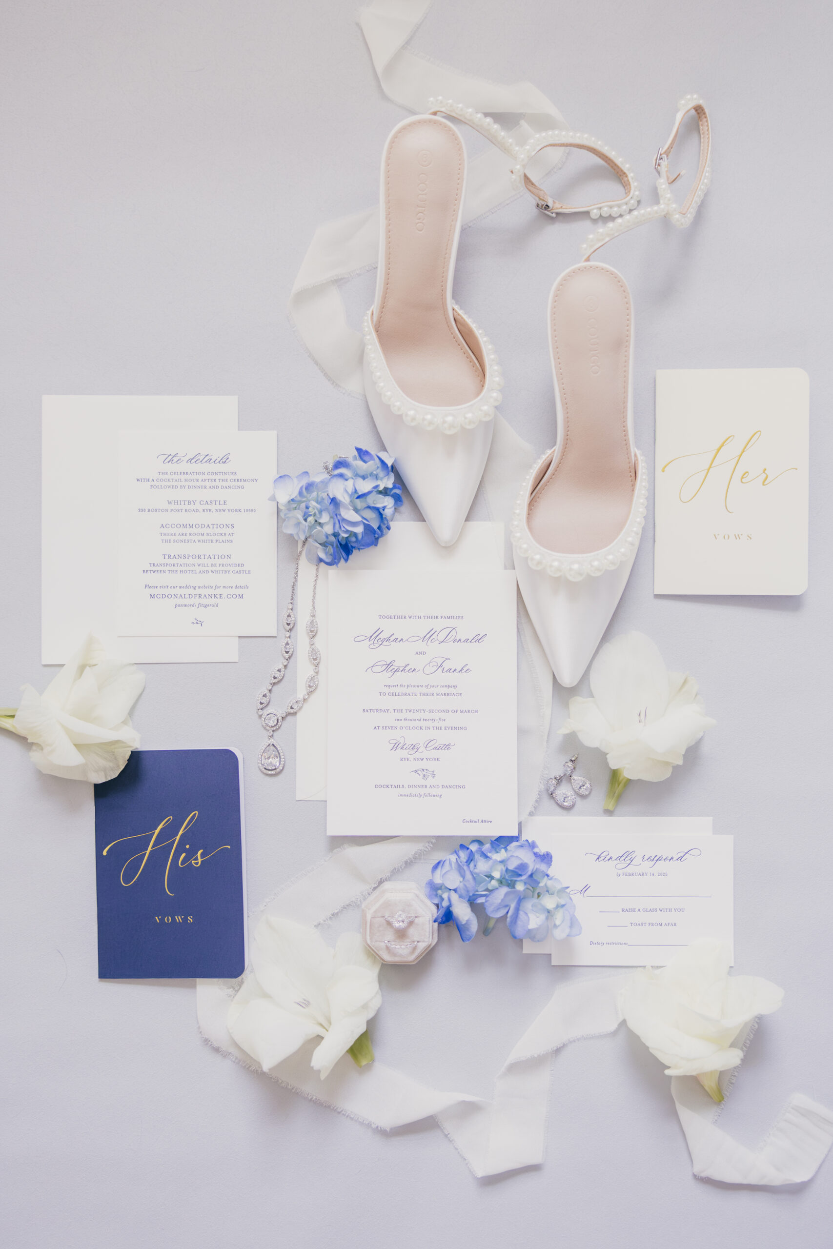 wedding details, wedding shoes, wedding jewlery, flat lay, invitation suite