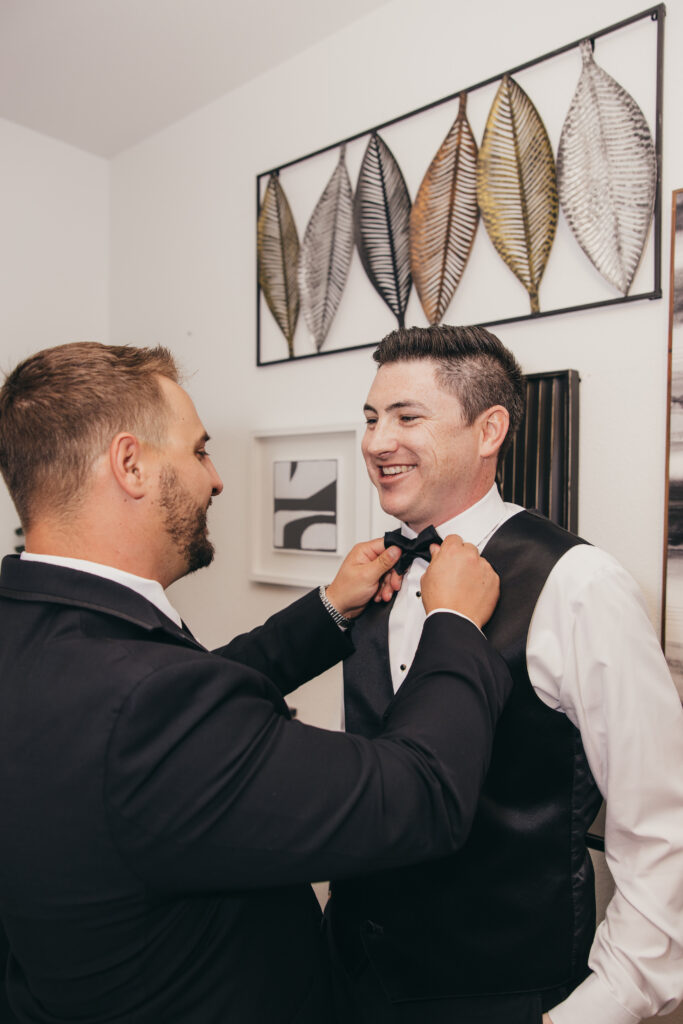 Groom prep while lead captures the bride 