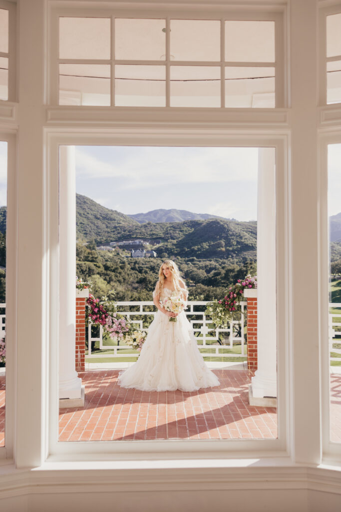 Bride portrait at Sherwood Country Club wedding editorial in Thousand Oaks California
