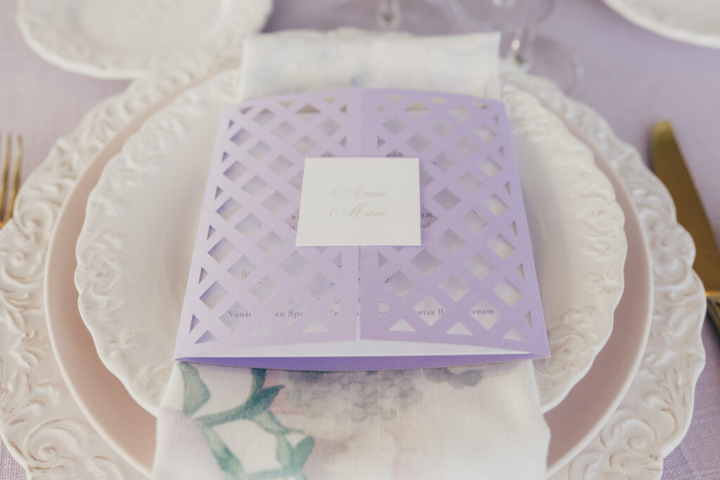 Elegant wedding reception table design at Sherwood Country Club