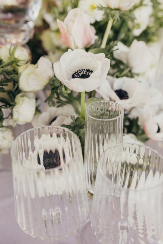 Elegant wedding reception table design at Sherwood Country Club