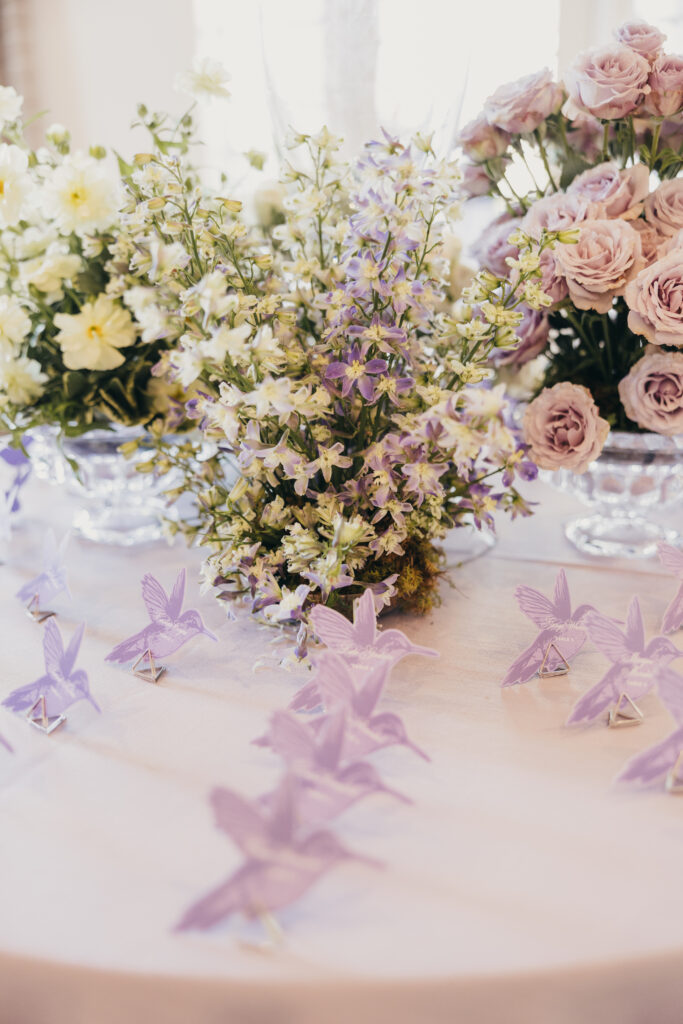 Elegant wedding reception table design at Sherwood Country Club