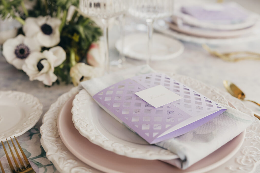 Elegant wedding reception table design at Sherwood Country Club